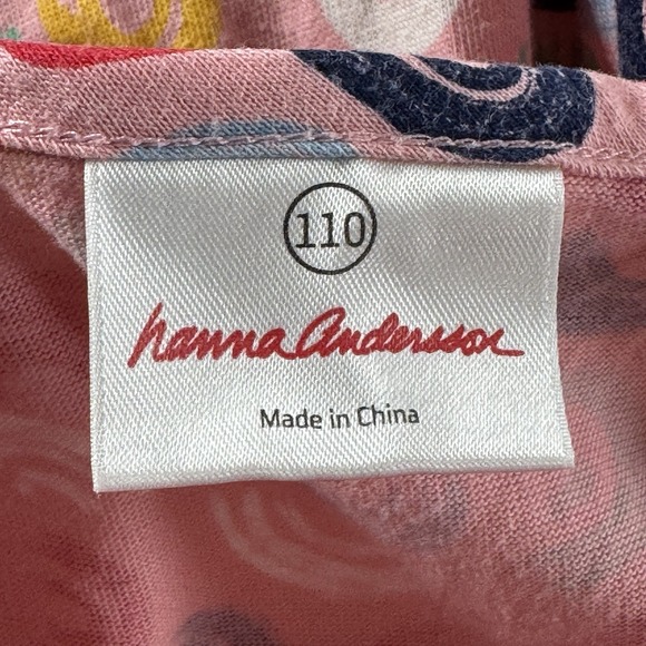 Hanna Andersson Size 4/5 (110cm) Pink Rainbow Print Tiered Long Sleeve Dress - Picture 5 of 7